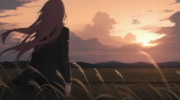 Coucher de soleil sur la plaine